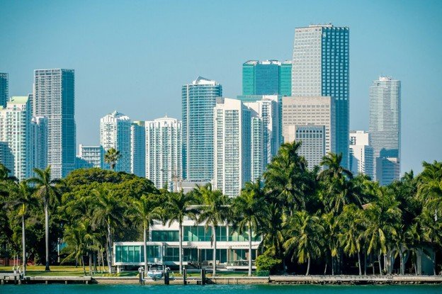 Downtown Miami office towers and Brickell skyline served by My Miami Limo corporate car service